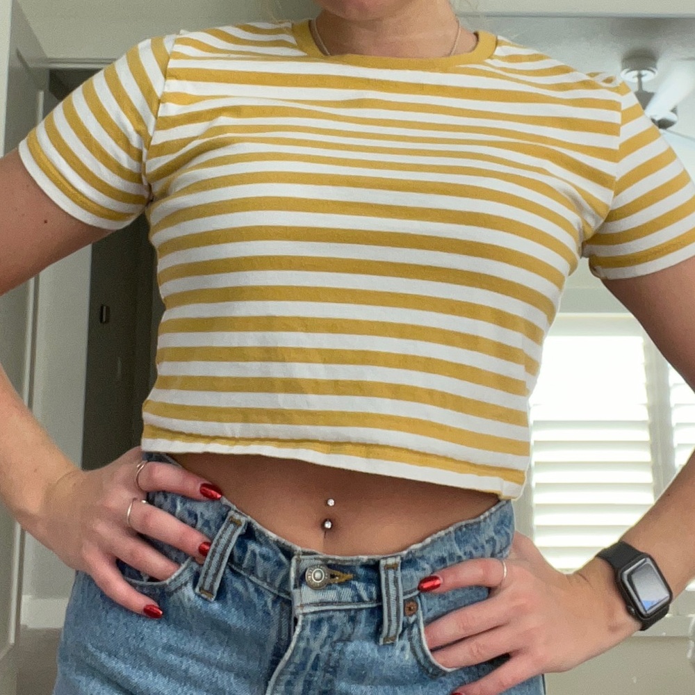 brandy melville yellow and white striped tee